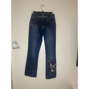 Vintage XOXO Denim Jeans Jrs Size 3/4 Butterfly Patches Bootcut, 31” Inseam